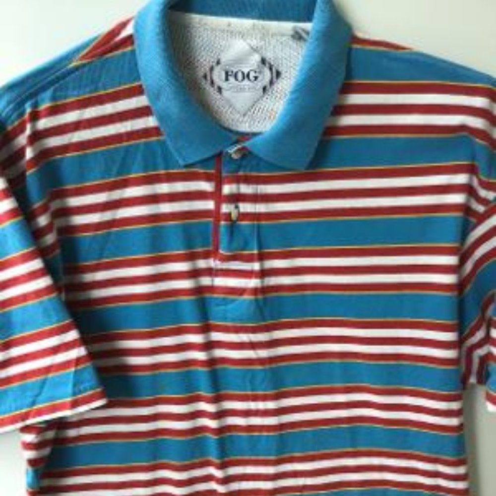 LONDON FOG Men Shirt XL Blue Striped